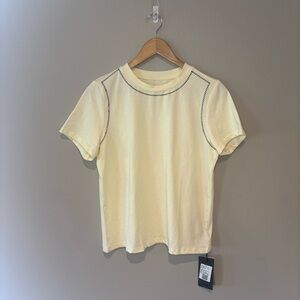 PEICHUANG Designer Luxury Brand T-Shirt Off White Pale‎ Yellow Size M NWT